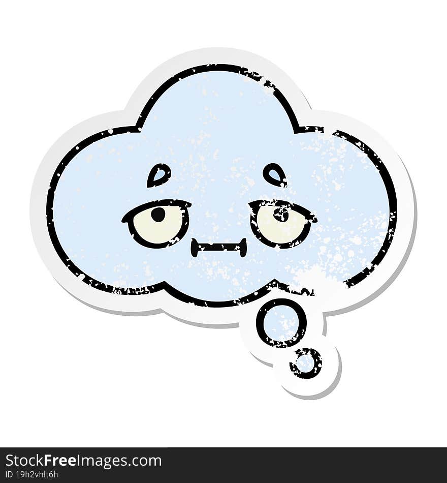 distressed sticker of a cute cartoon thought bubble