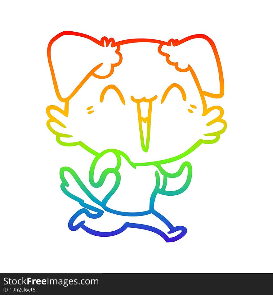 rainbow gradient line drawing happy little dog cartoon