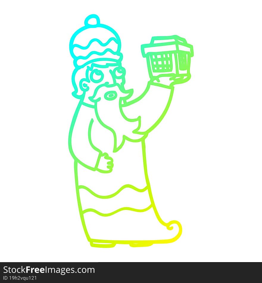 Cold Gradient Line Drawing One Of The Three Wise Men Cartoon