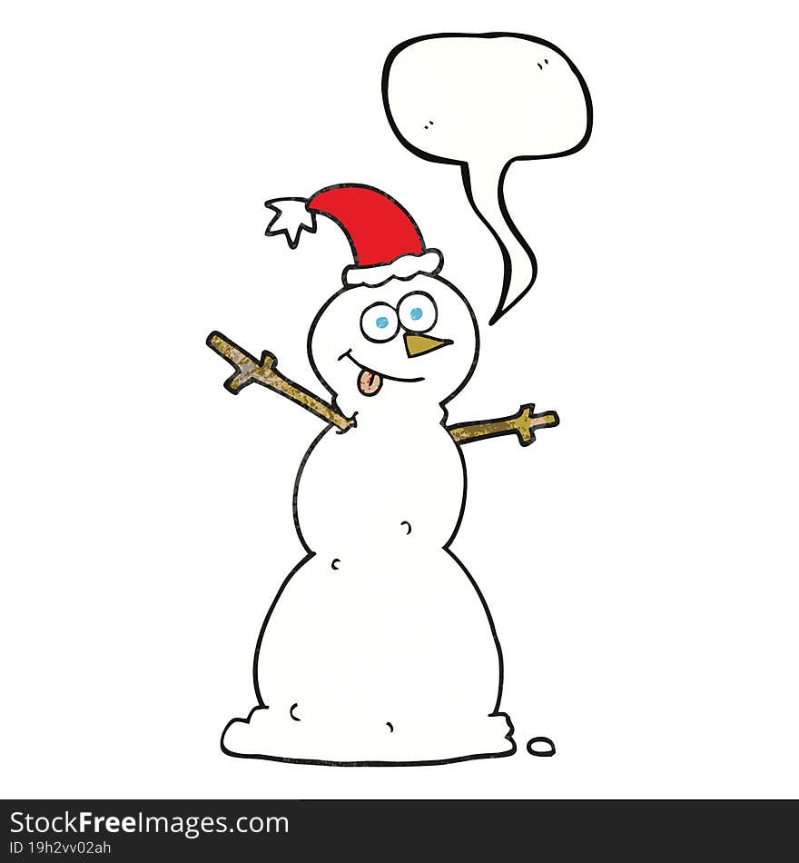 speech bubble textured cartoon snowman