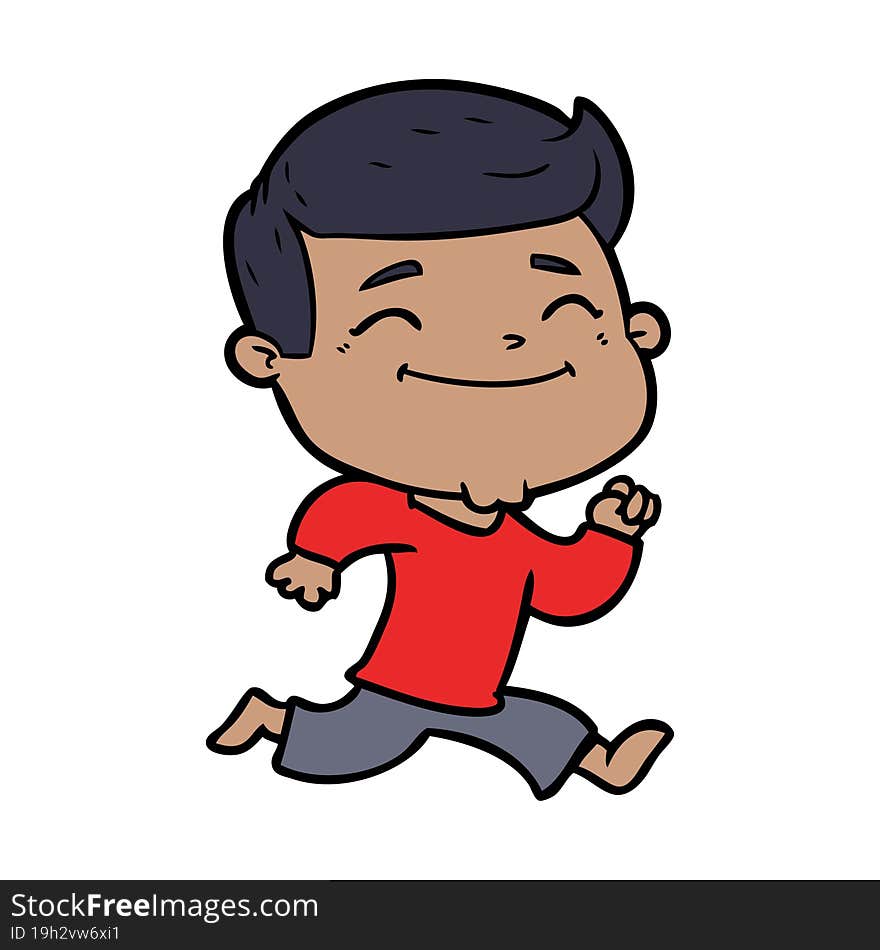 happy cartoon man running. happy cartoon man running