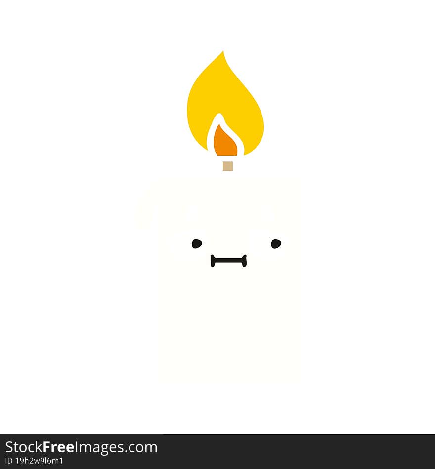 flat color retro cartoon lit candle