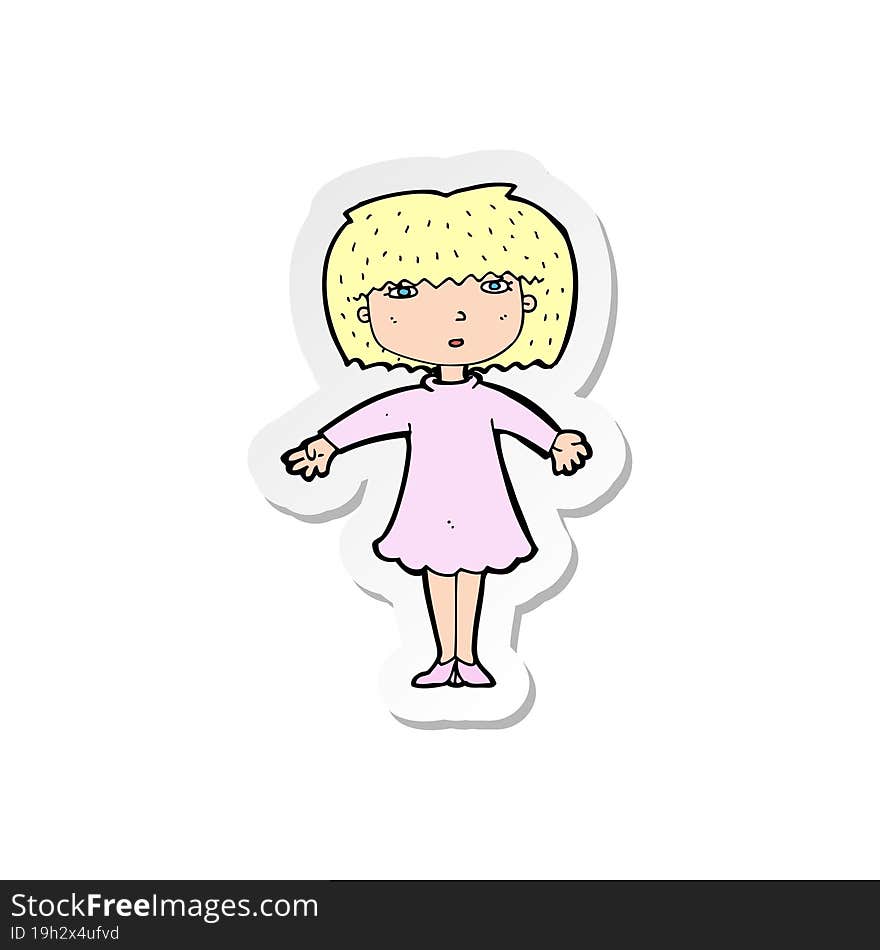 sticker of a cartoon surprised woman