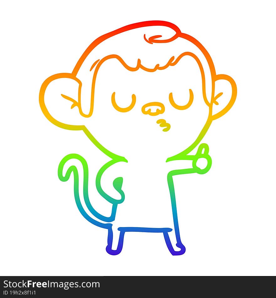 rainbow gradient line drawing cartoon calm monkey