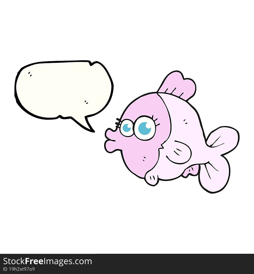 funny speech bubble cartoon fish with big pretty eyes