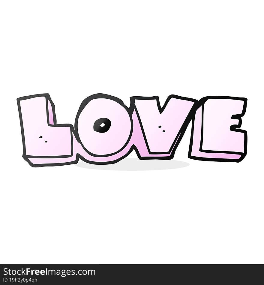 freehand drawn cartoon word love