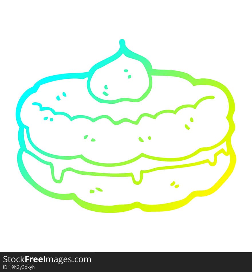 cold gradient line drawing cartoon biscuit