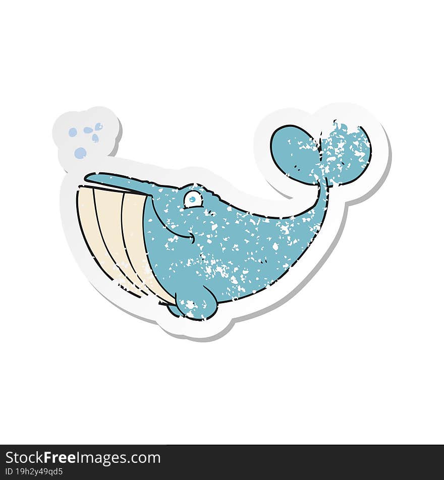 retro distressed sticker of a cartoon whale