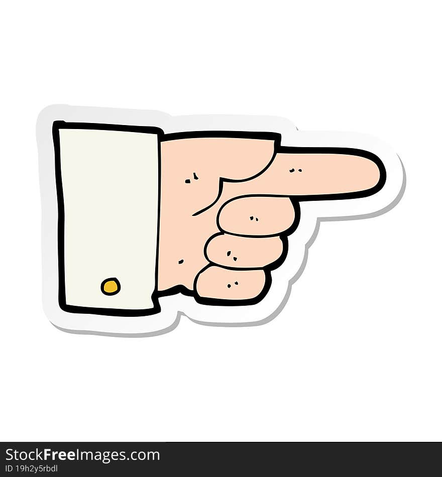 sticker of a cartoon pointing hand