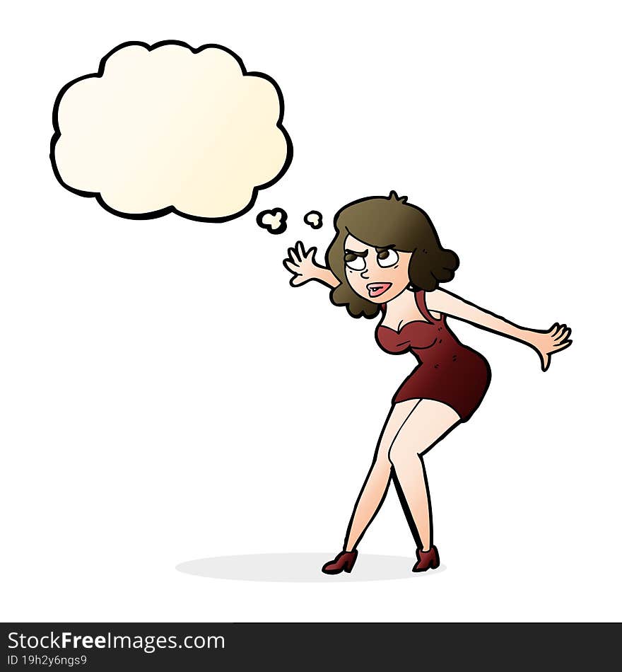 Cartoon Female Spy With Thought Bubble