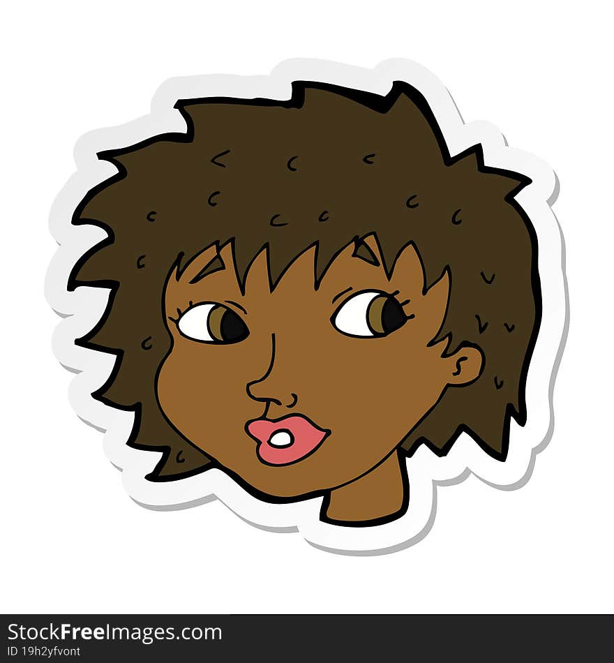 sticker of a cartoon surprised woman