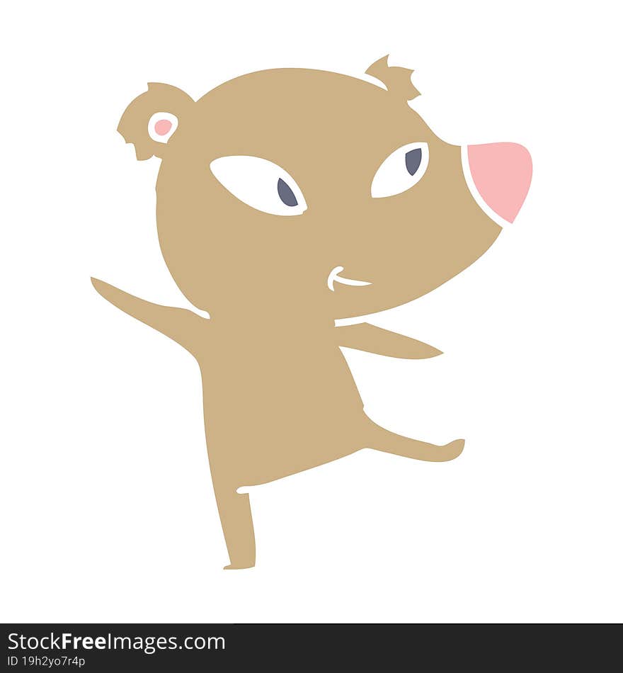 cute flat color style cartoon bear dancing