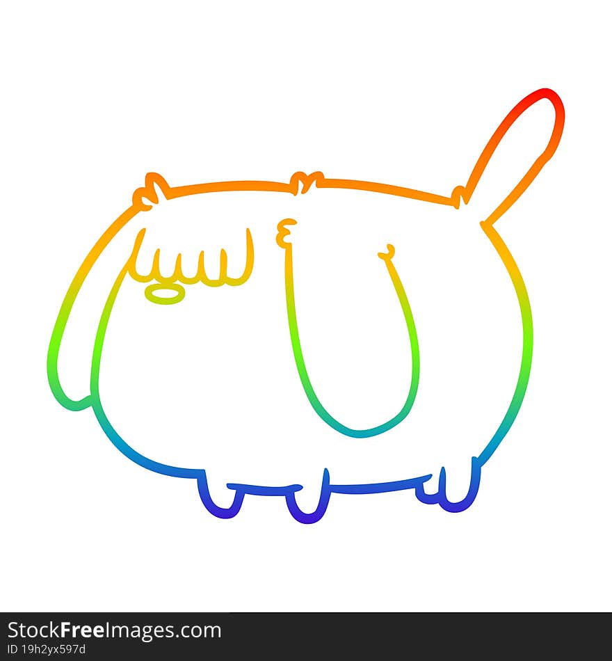 rainbow gradient line drawing of a cute funny dog