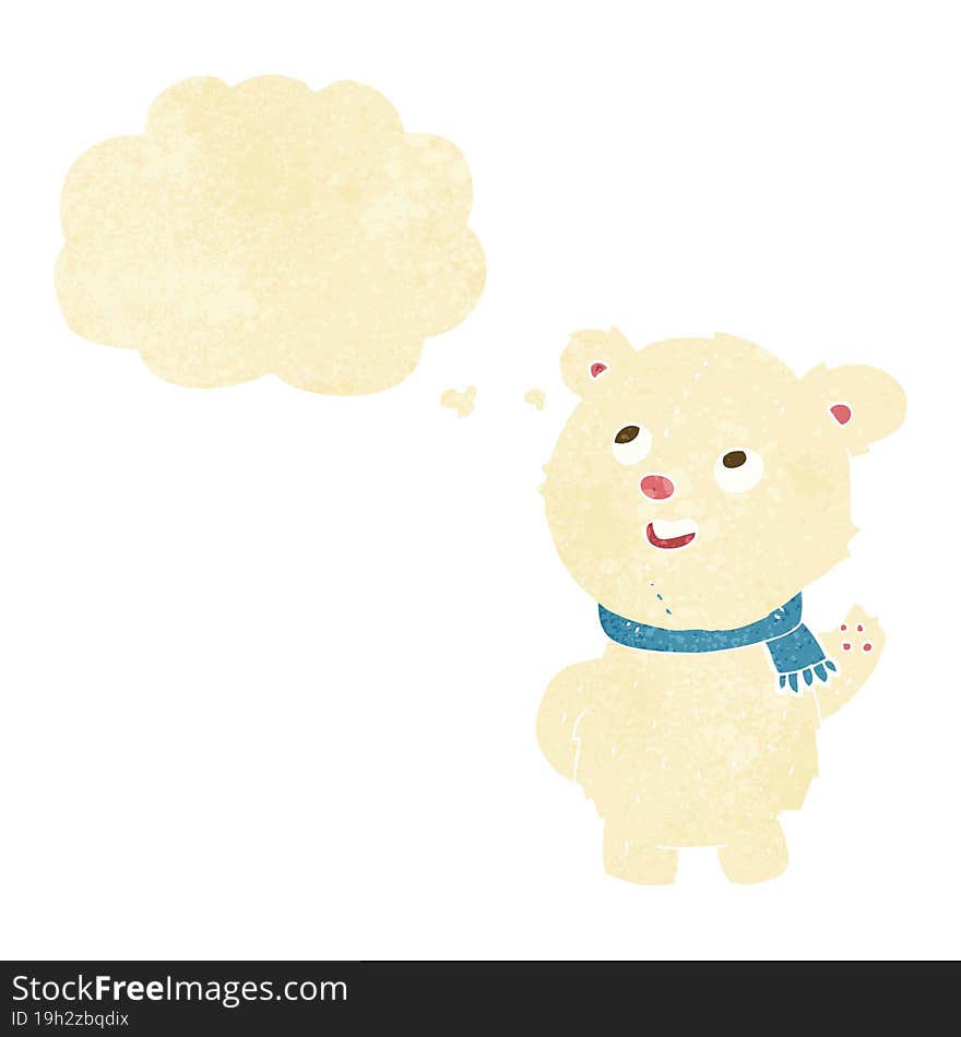 cartoon cute polar bear cub with thought bubble