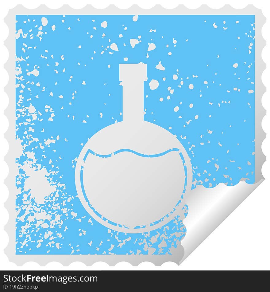 distressed square peeling sticker symbol of a science experiment