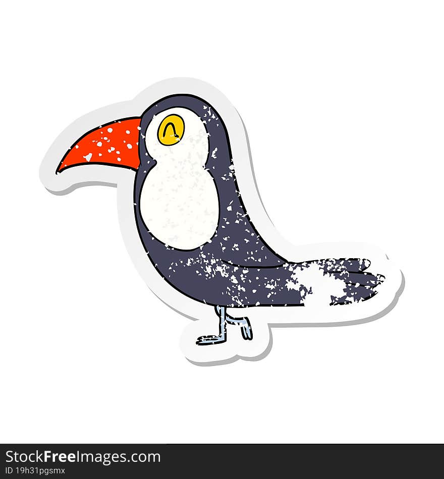 distressed sticker of a cartoon toucan