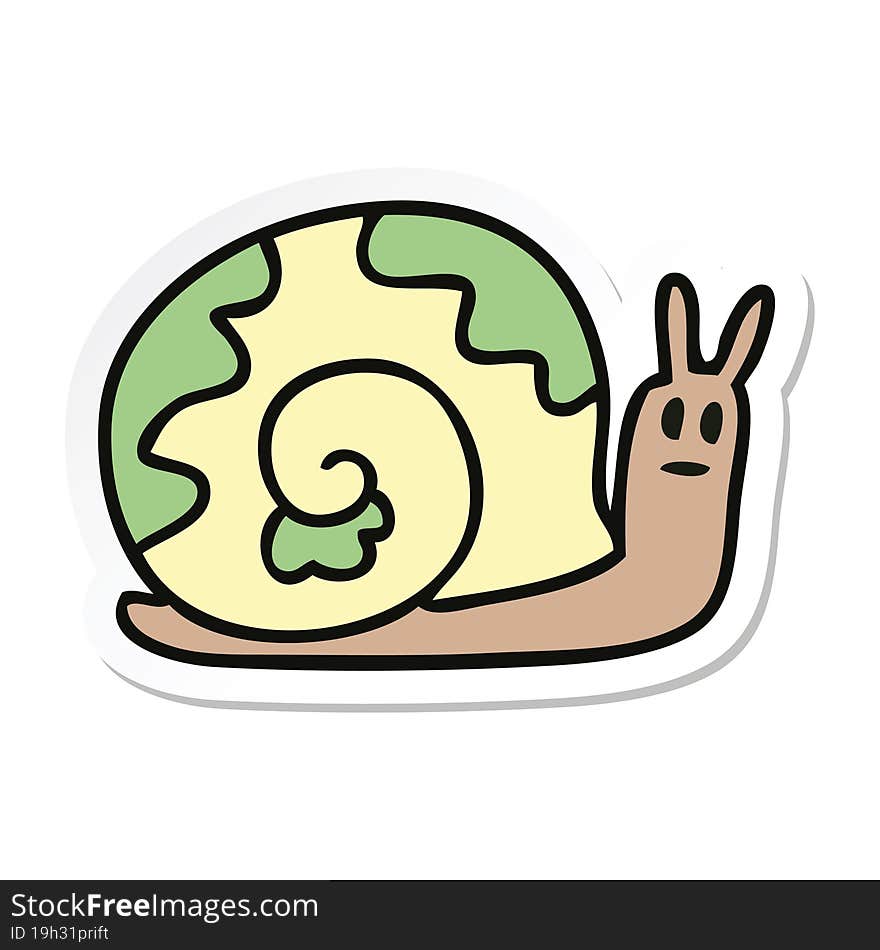 sticker of a quirky hand drawn cartoon snail