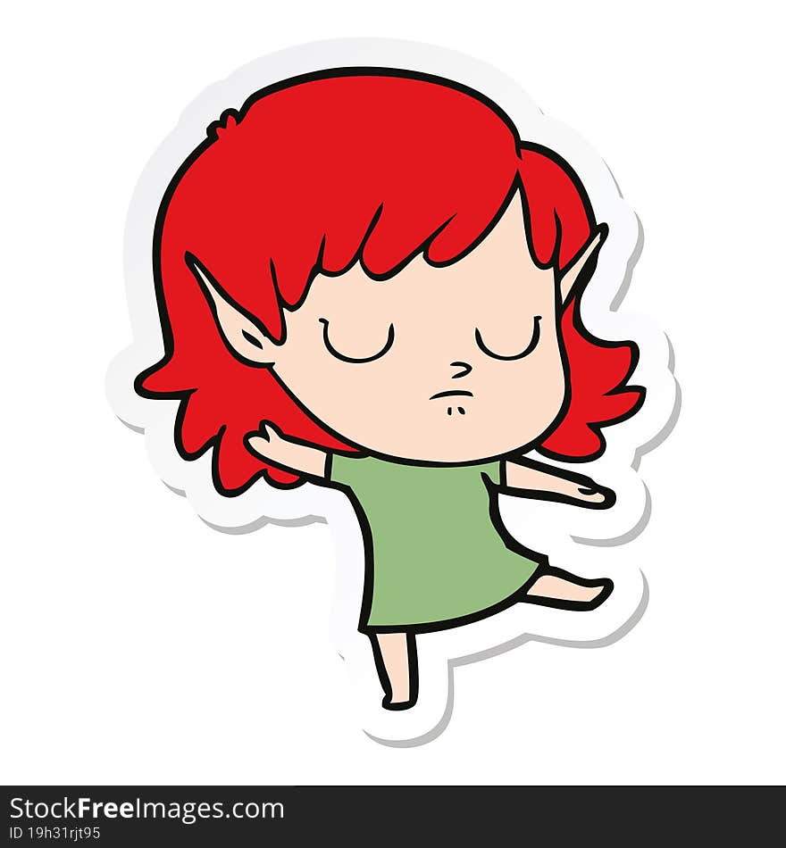 sticker of a cartoon elf girl