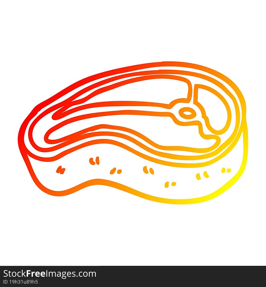 Warm Gradient Line Drawing Cartoon Tasty Steak