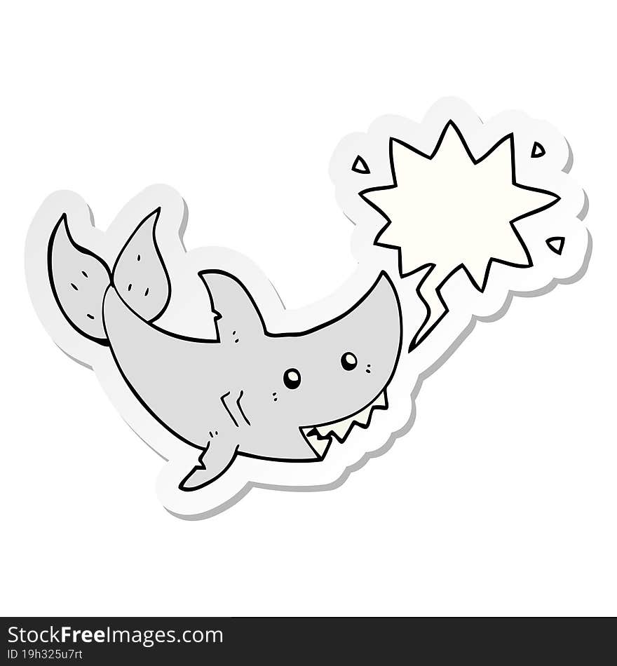 cartoon shark and speech bubble sticker