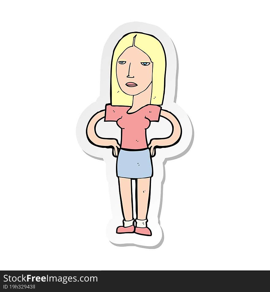 sticker of a cartoon woman with hands on hips