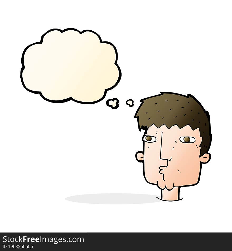 Cartoon Curious Man With Thought Bubble