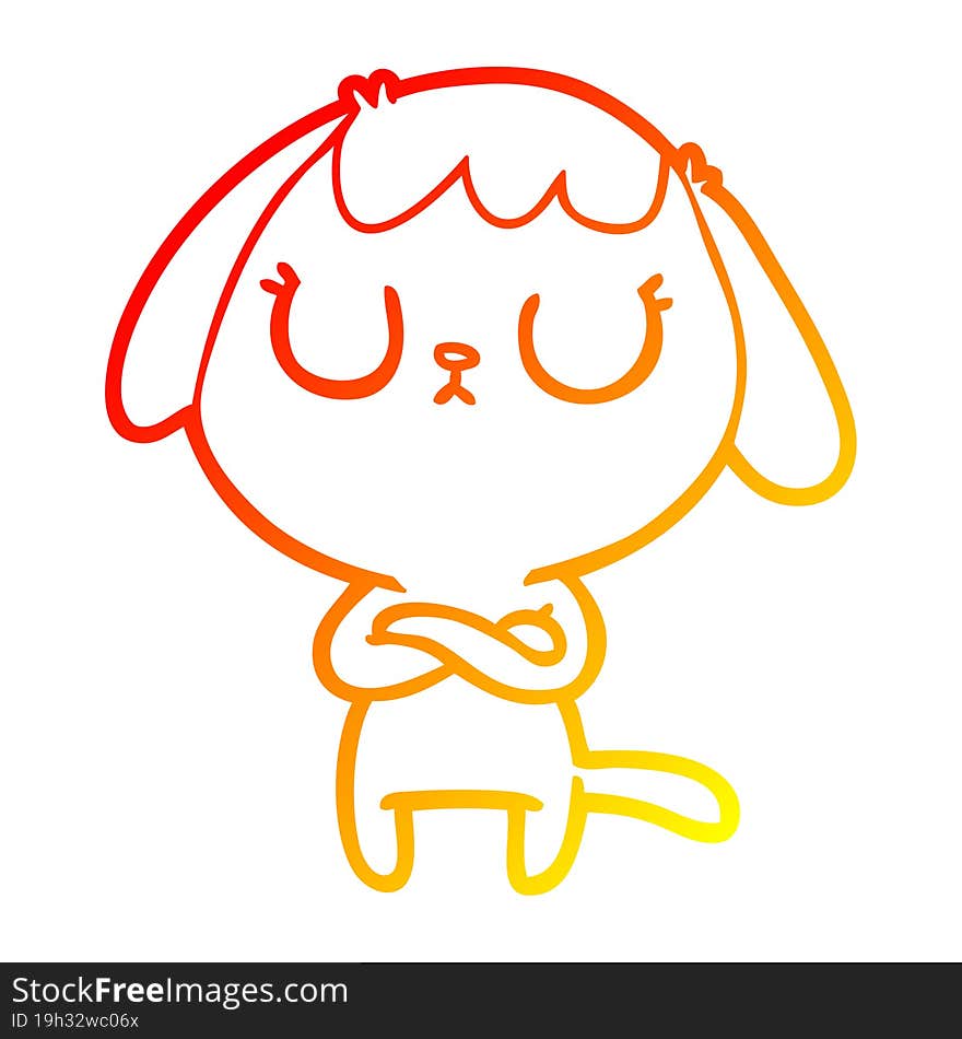 Warm Gradient Line Drawing Cute Cartoon Dog