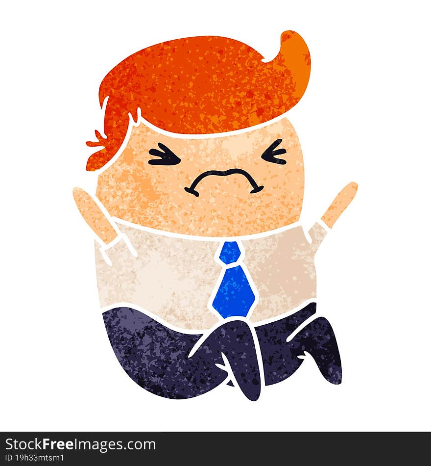 retro cartoon of an angry kawaii business man