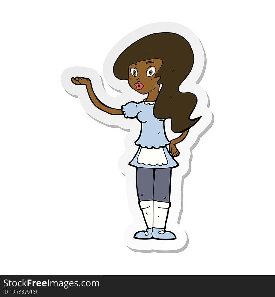 sticker of a cartoon waitress