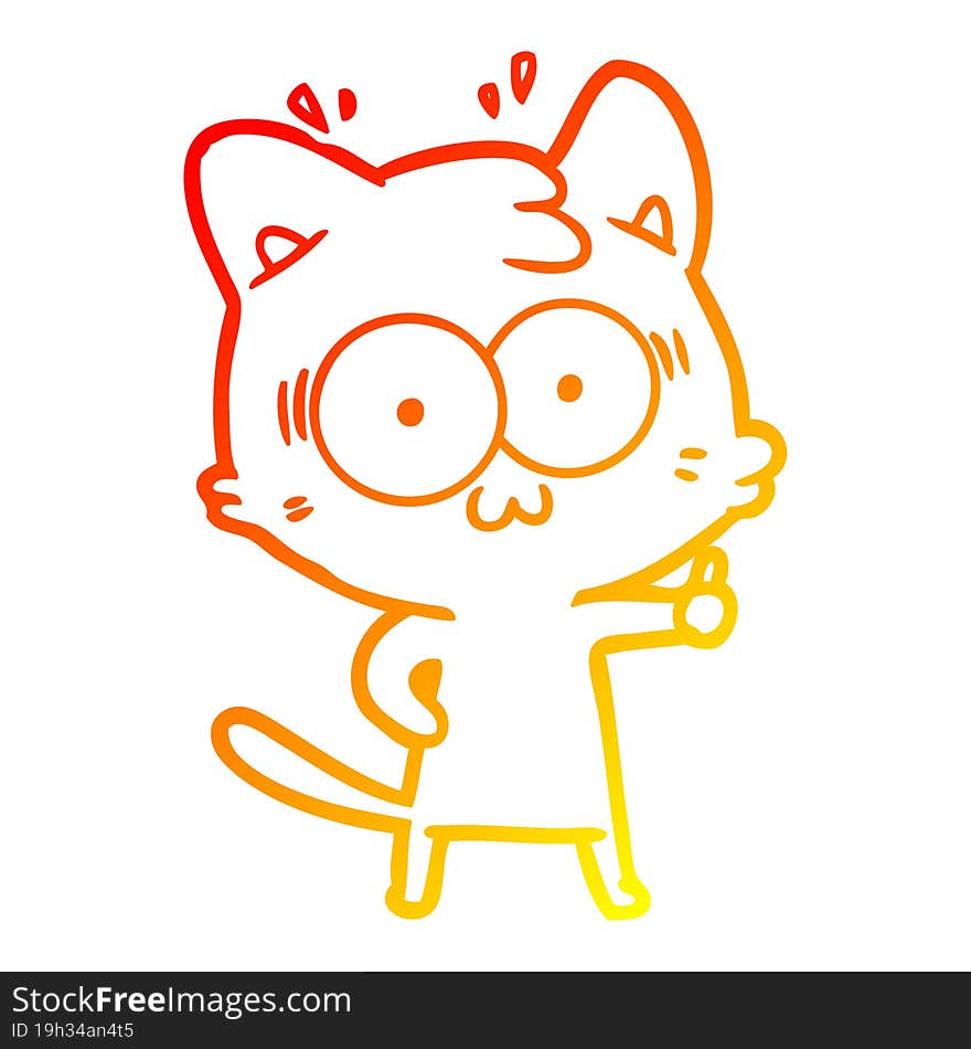 warm gradient line drawing cartoon surprised cat