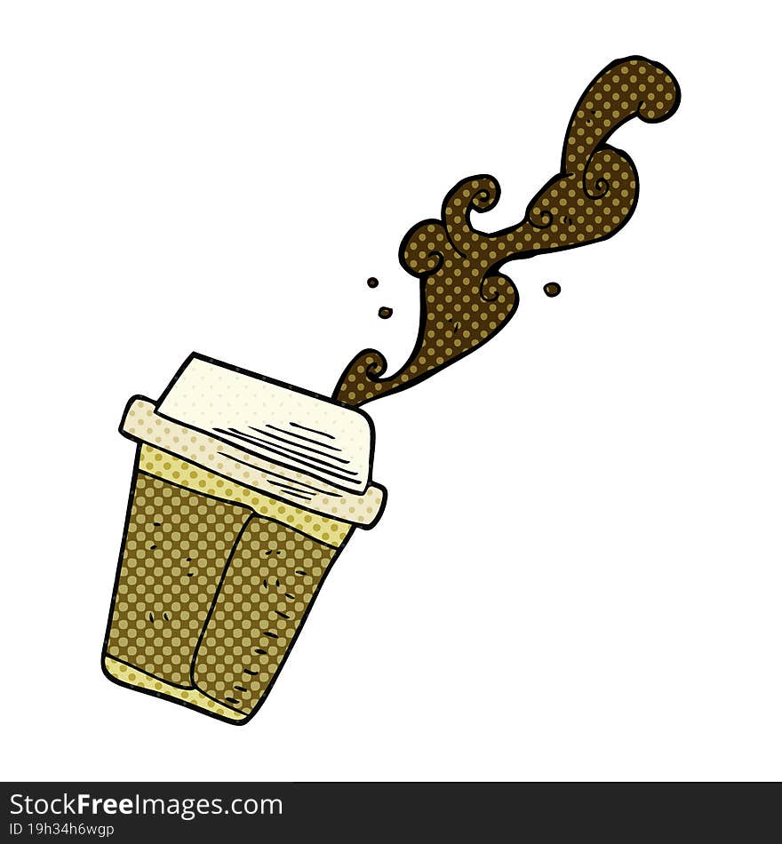 freehand drawn cartoon spilling coffee. freehand drawn cartoon spilling coffee