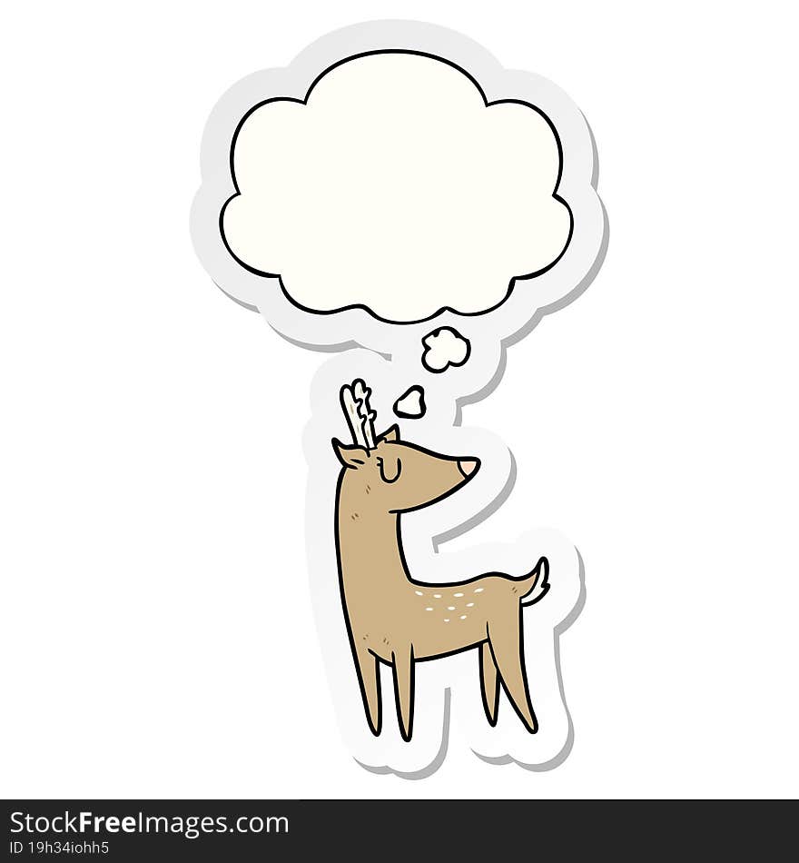 cartoon deer and thought bubble as a printed sticker