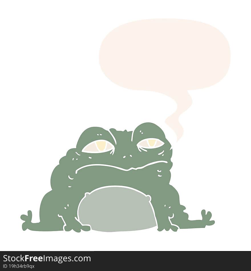 cartoon toad and speech bubble in retro style