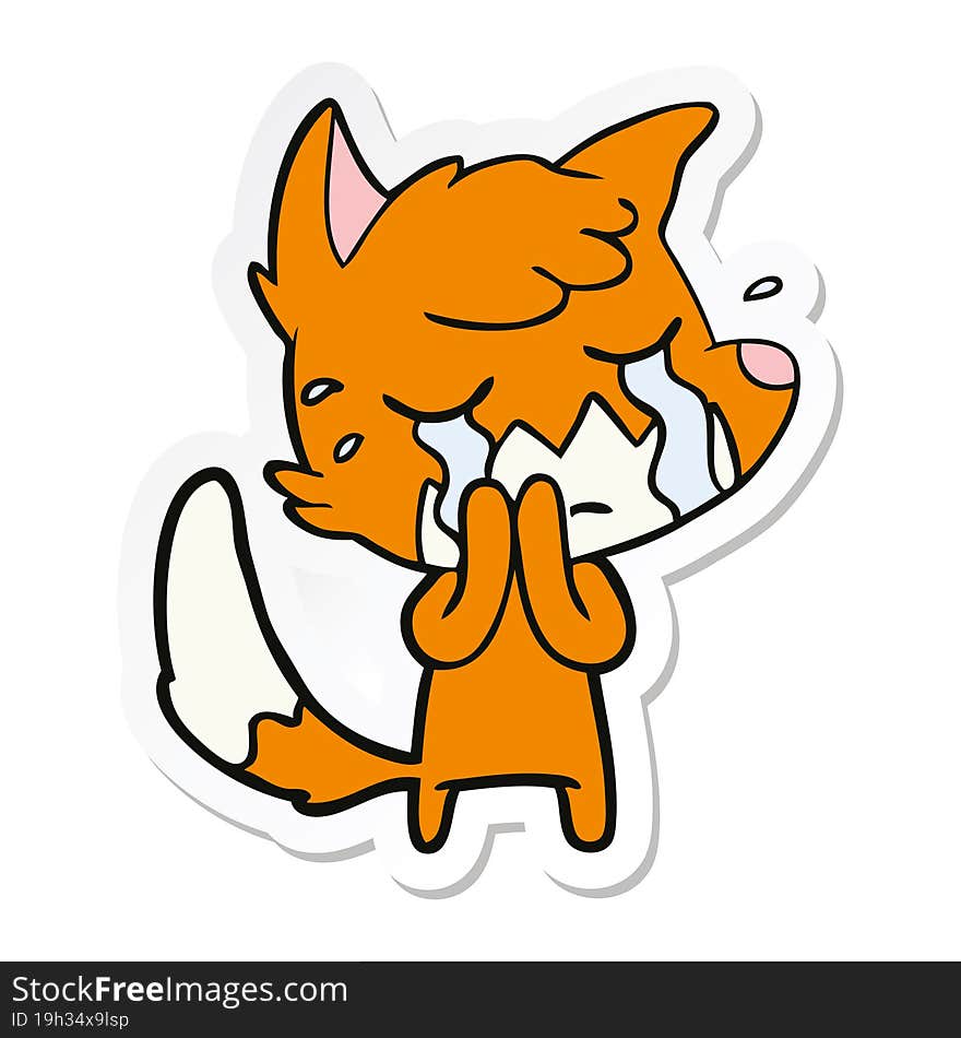 Sticker Of A Crying Fox Cartoon