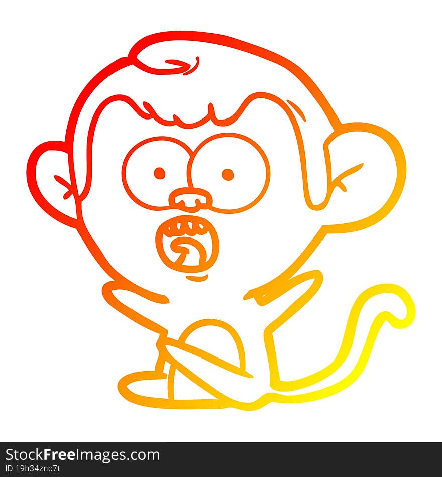 warm gradient line drawing cartoon shocked monkey