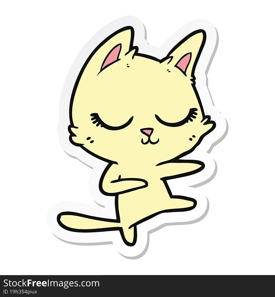 sticker of a calm cartoon cat