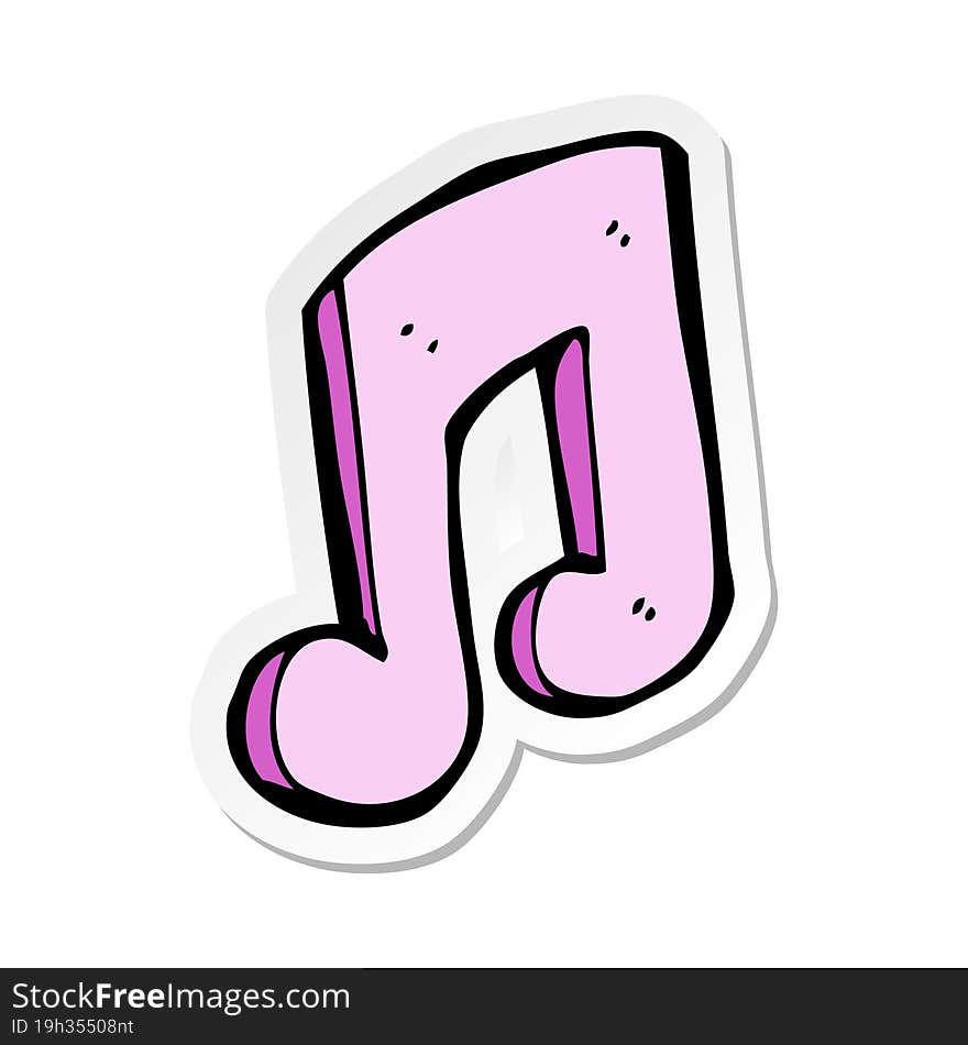 Sticker Of A Cartoon Musical Note