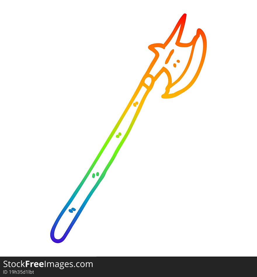 Rainbow Gradient Line Drawing Cartoon Medieval Halberd