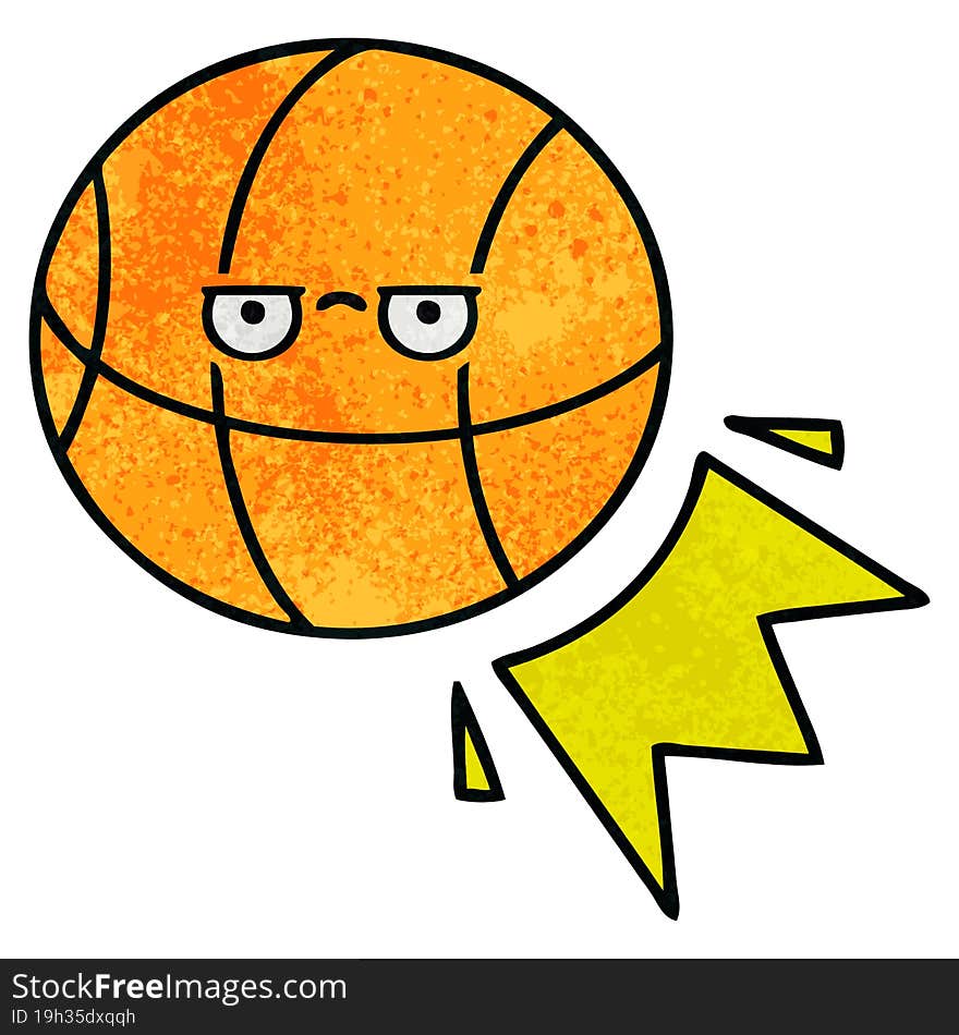 retro grunge texture cartoon of a basketball