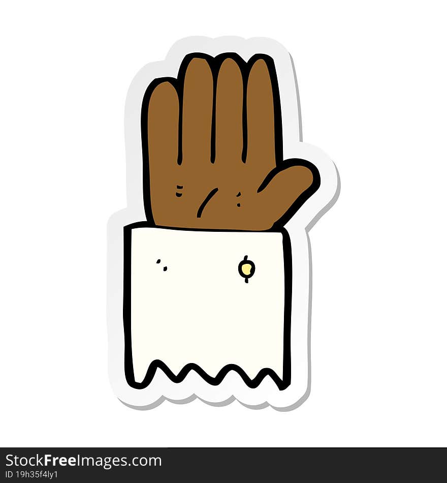 sticker of a cartoon hand symbol