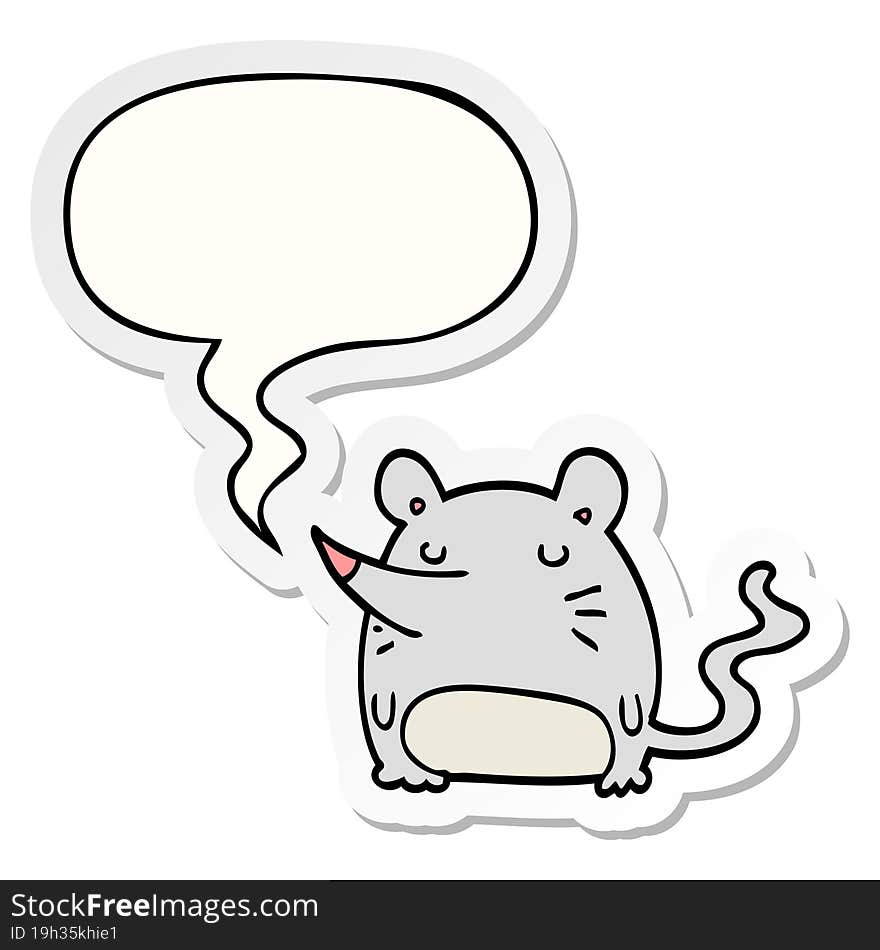 Cartoon Mouse And Speech Bubble Sticker