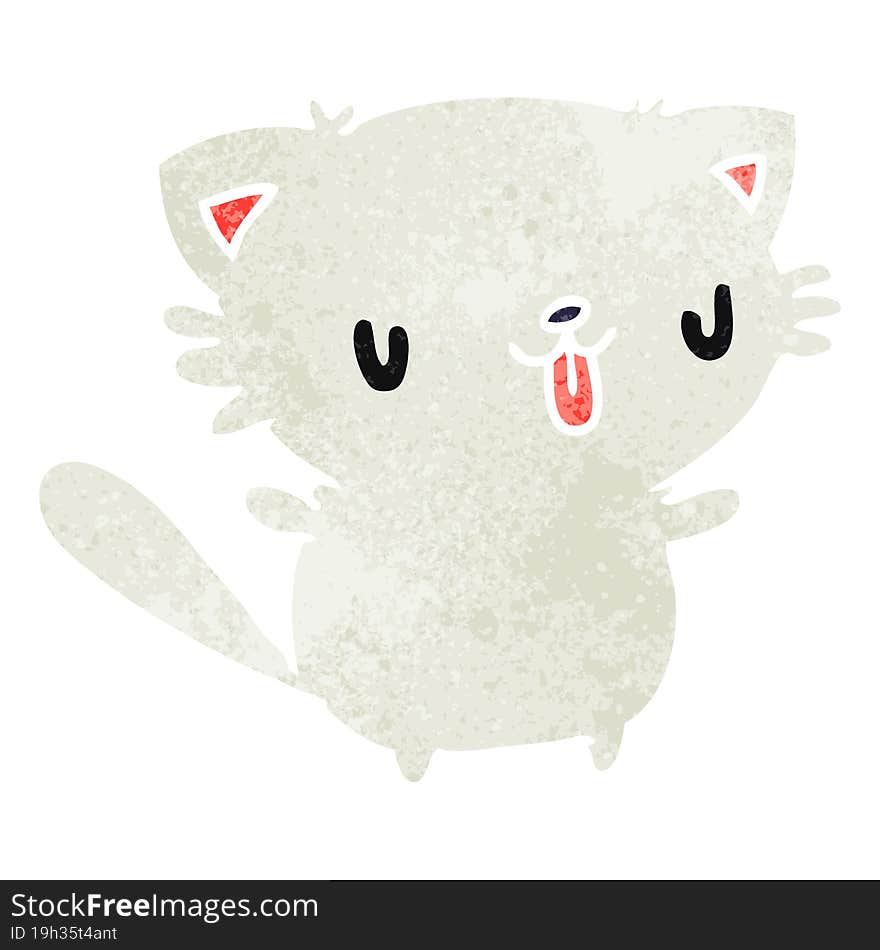 Retro Cartoon Of Cute Kawaii Cat