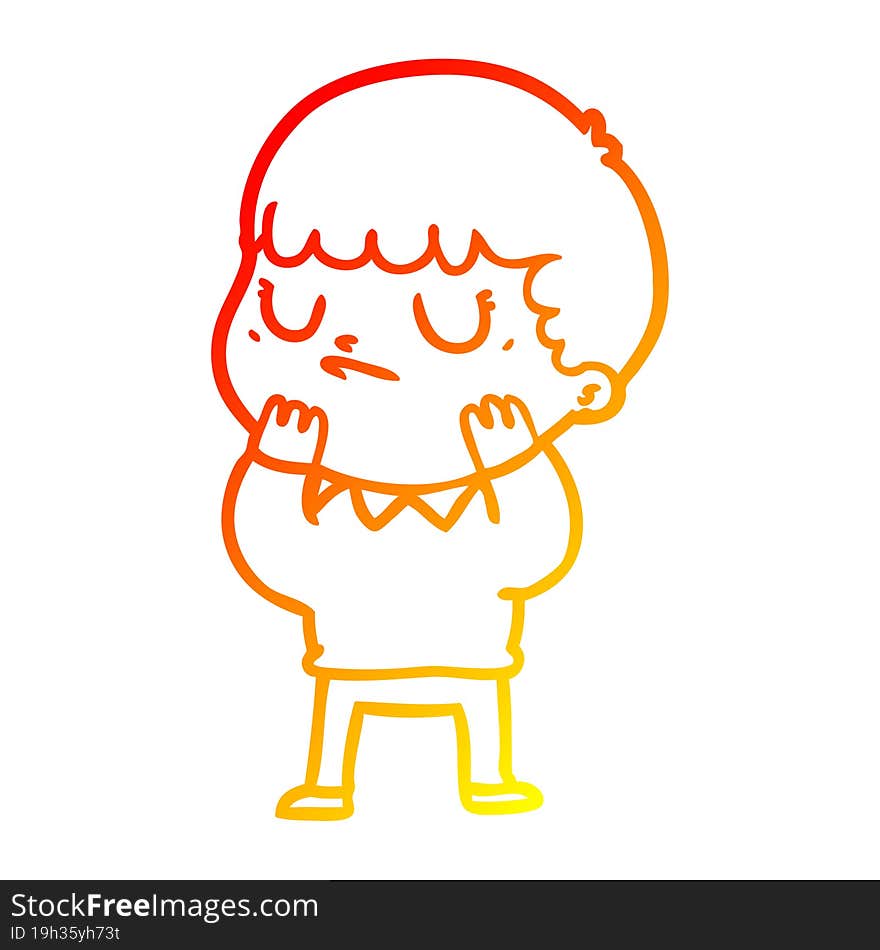 warm gradient line drawing cartoon grumpy boy