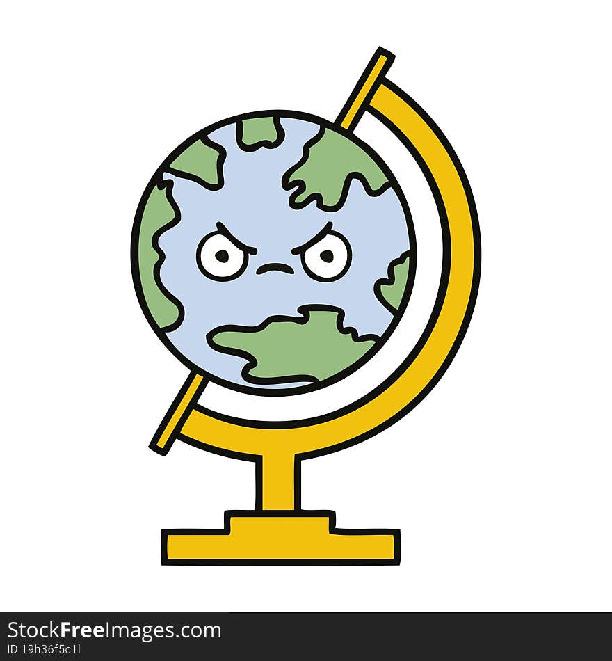 cute cartoon globe of the world