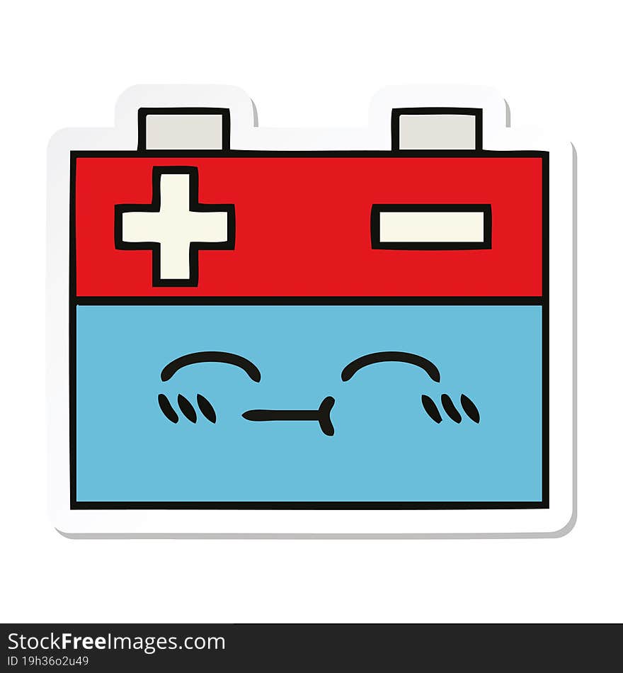 sticker of a cute cartoon car battery