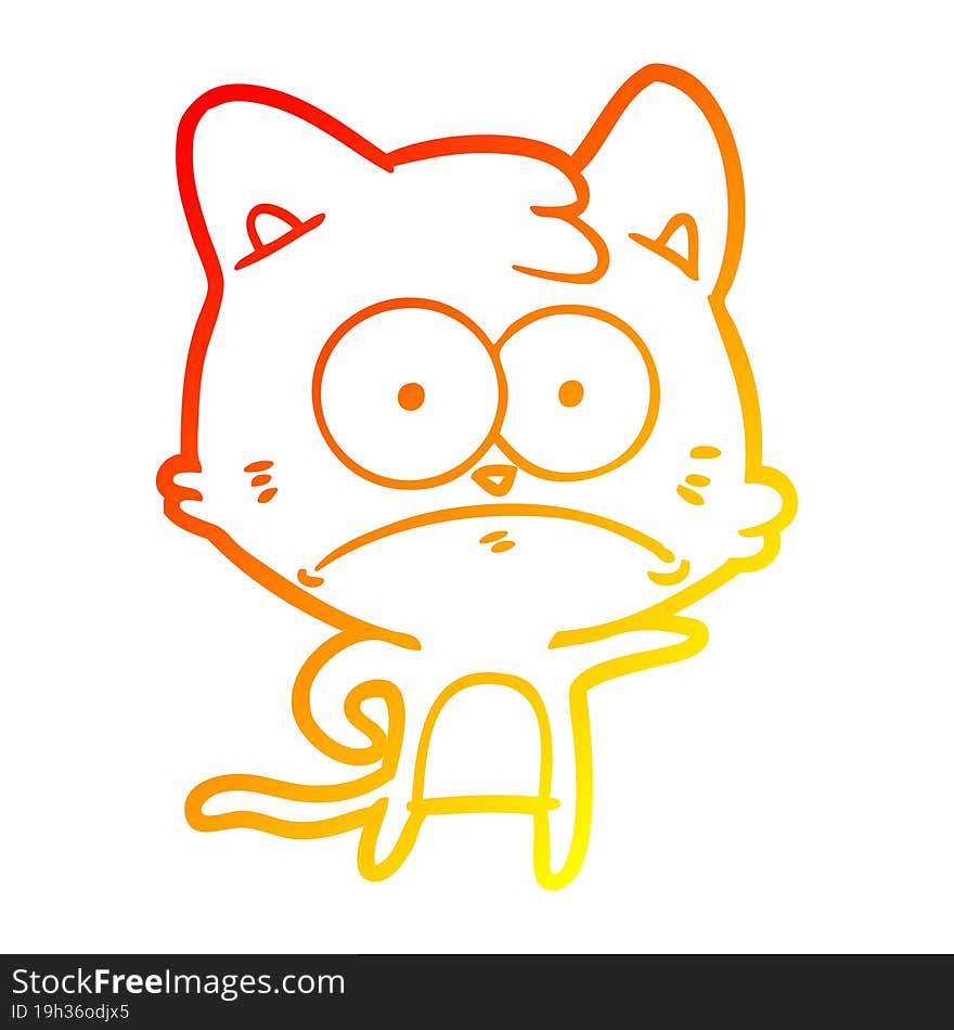 warm gradient line drawing cartoon nervous cat