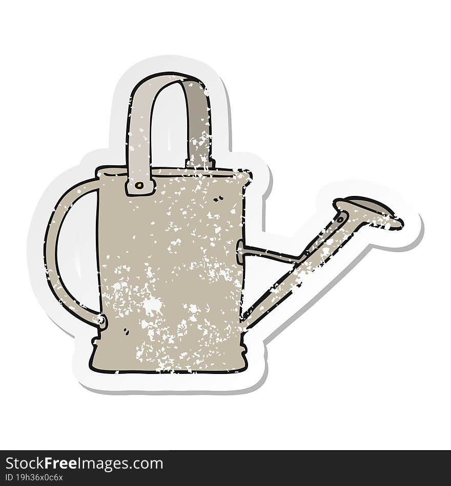 Distressed Sticker Of A Cartoon Watering Can