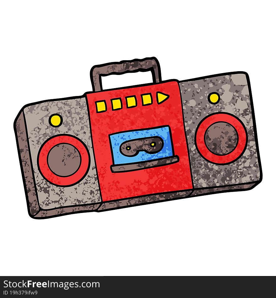 cartoon retro cassette tape player. cartoon retro cassette tape player