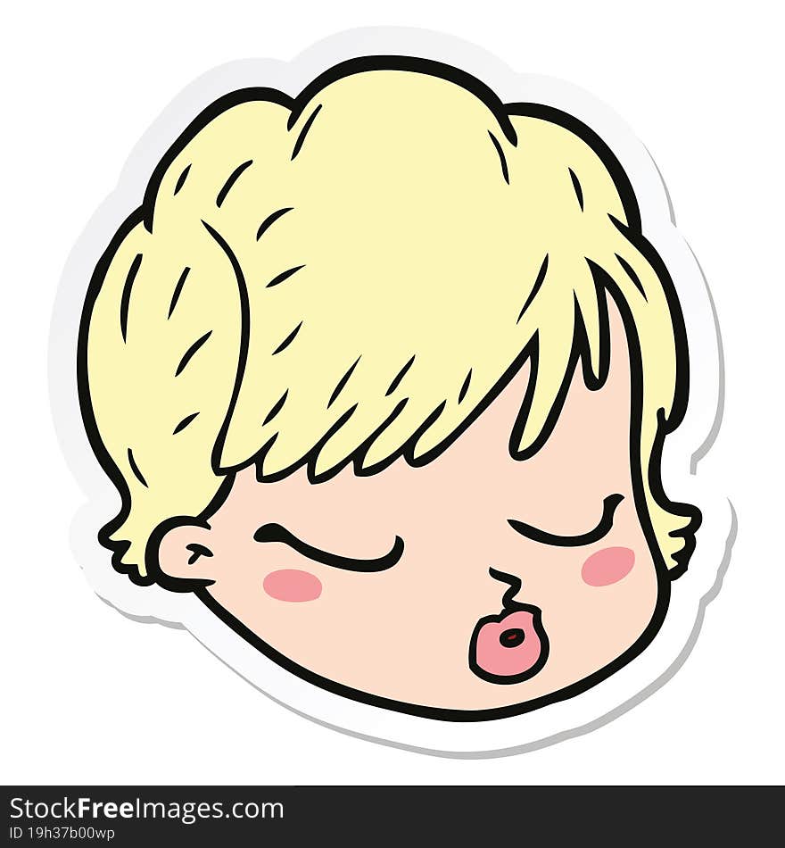 Sticker Of A Cartoon Female Face