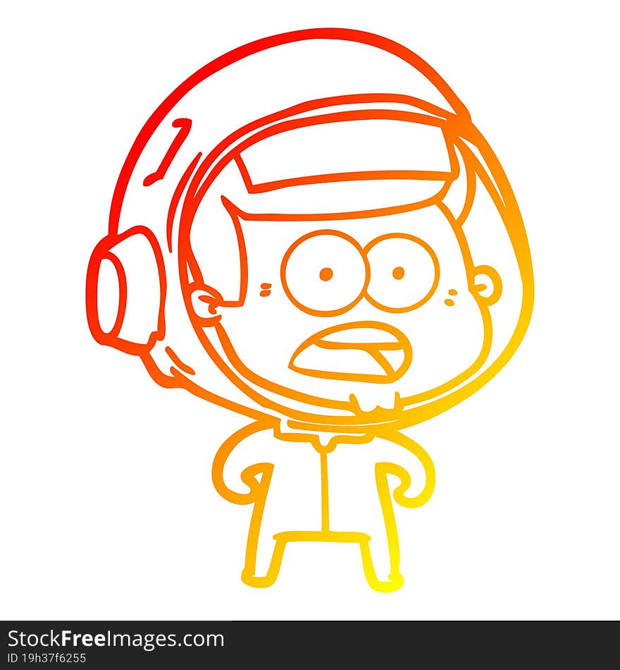 warm gradient line drawing cartoon surprised astronaut